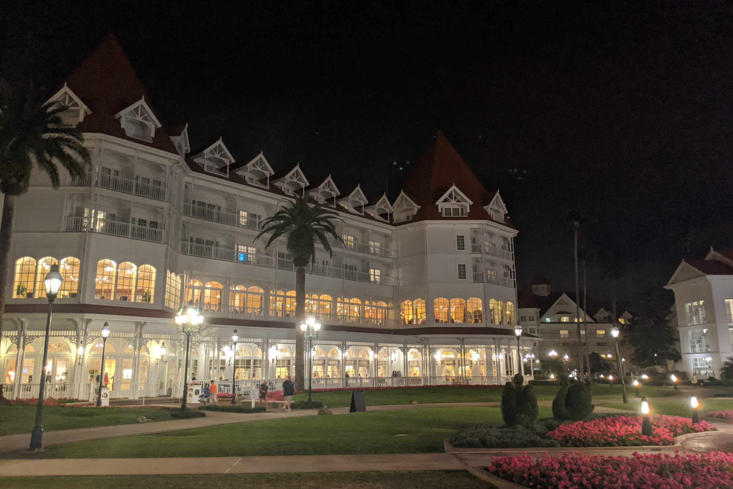 Grand Floridian Resort & Spa, lit up at night time
